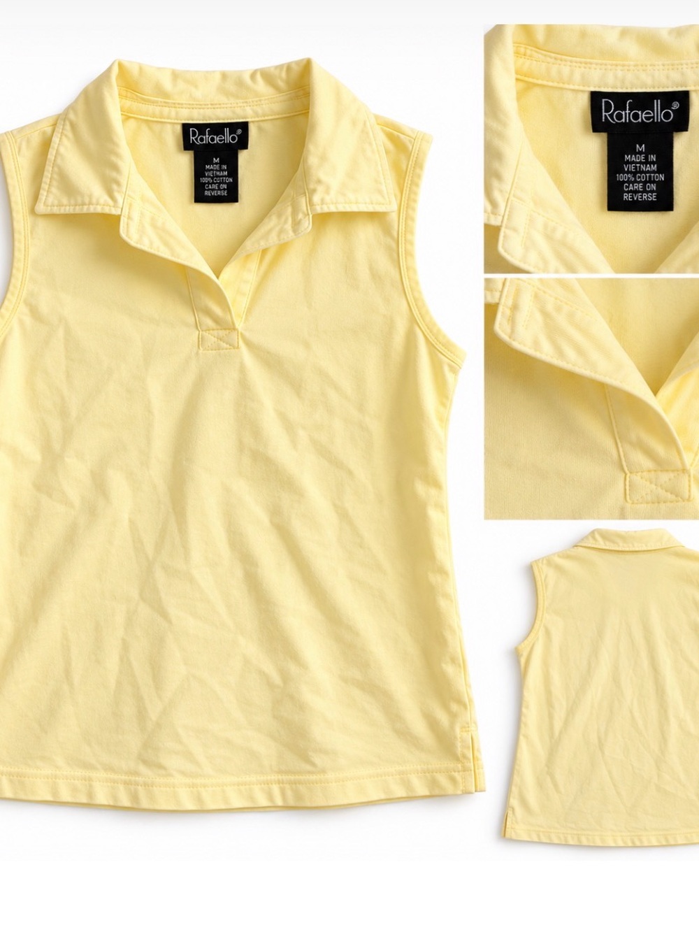 RAFFAELLO ROSSI Girls' Pale Yellow Sleeveless Polo Top